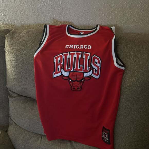 Vintage 90s Chicago Bulls Logo 7 NBA Basketball Red Jersey Men's Large - Picture 1 of 3